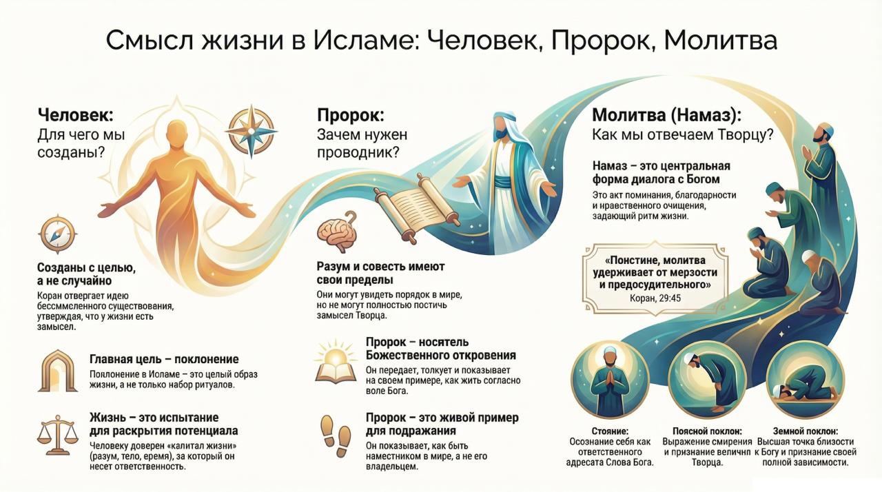Человек, пророк и намаз: как Коран отвечает на вопрос о смысле жизни