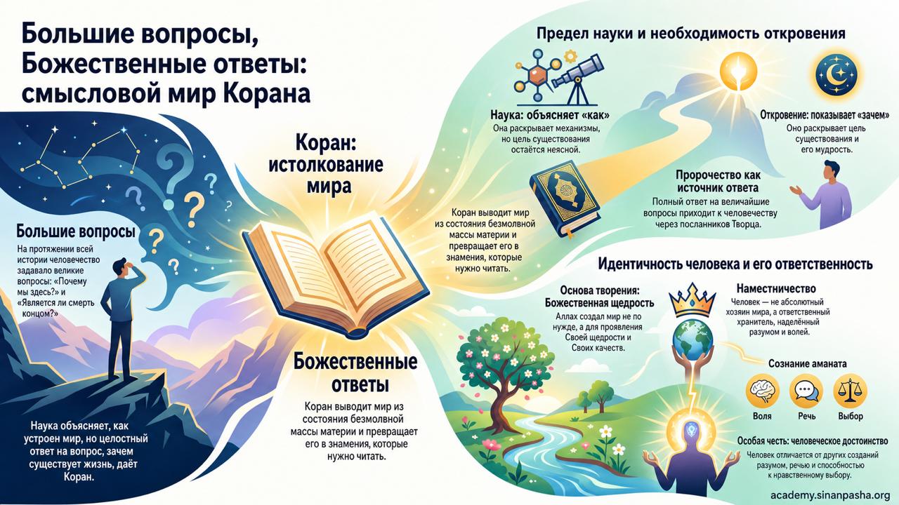 Большие вопросы человека и ответ Корана: как откровение возвращает миру смысл
